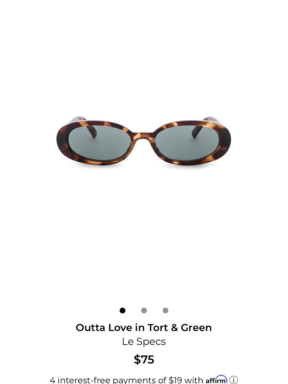 Le Specs Tortois e Oval Sunglasses with Green Lenses